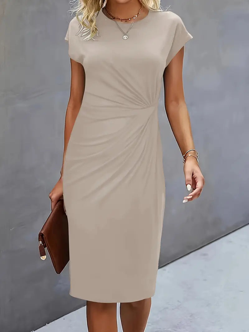 Reilly – Feminin geschnittenes Midikleid mit Knotendetail vorn