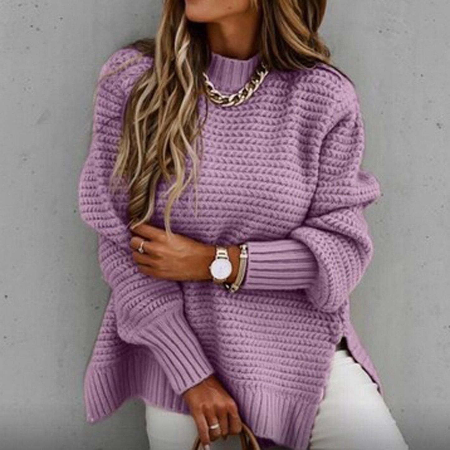 Thistle - Herbstpullover mit Halbem Kragen gestrickt