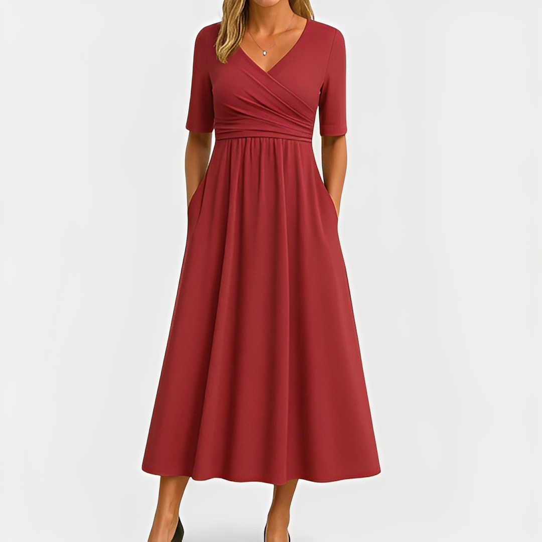 Maïka - Stilvolles Kleid mit V-Kragen für Damen