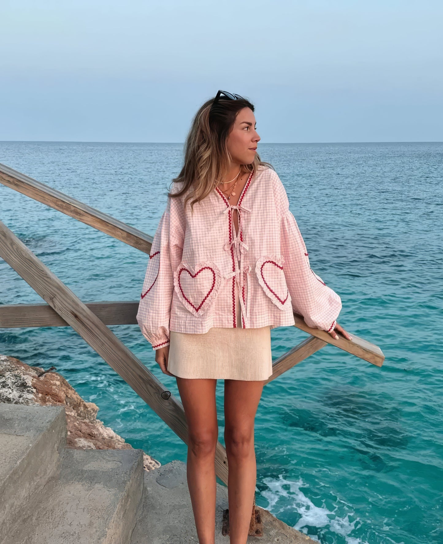 Claudia – Bluse Gingham mit Knoten