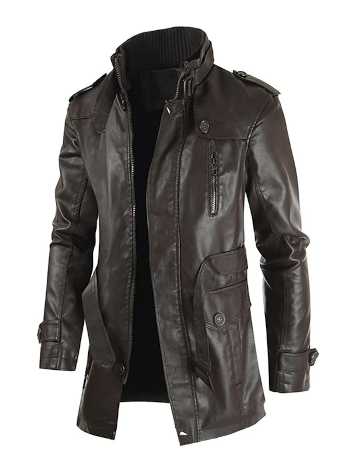 Brook - Stabile Lange Herren-Lederjacke