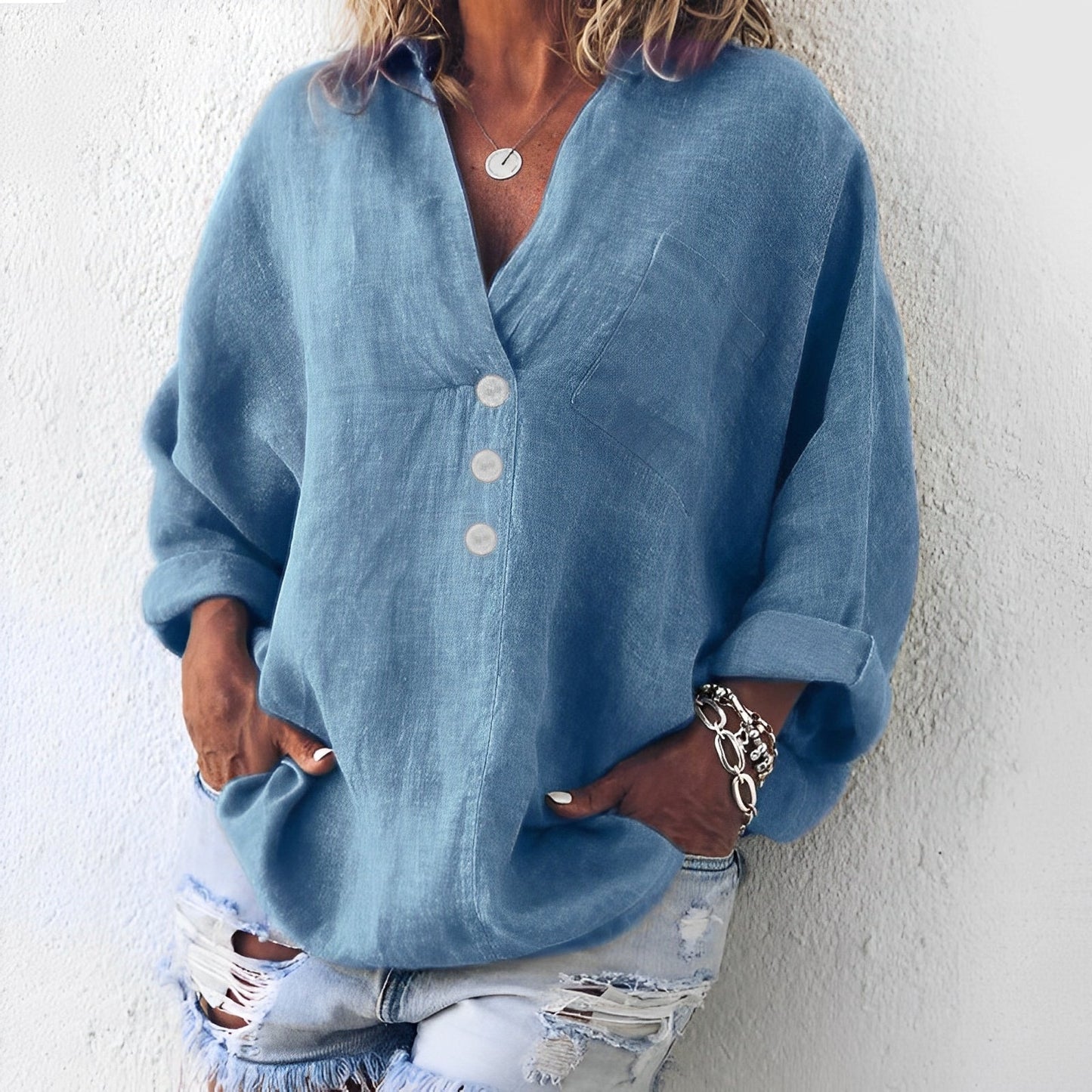 Pamella - Trendiges, locker geschnittenes Langarmshirt