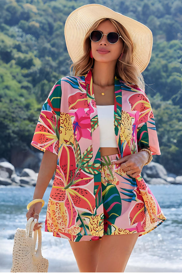 Leola - Zweiteiliges Sommer-Set mit tropischem Blumenmuster