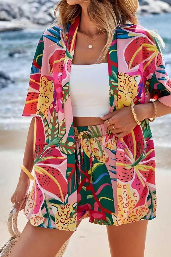 Leola - Zweiteiliges Sommer-Set mit tropischem Blumenmuster