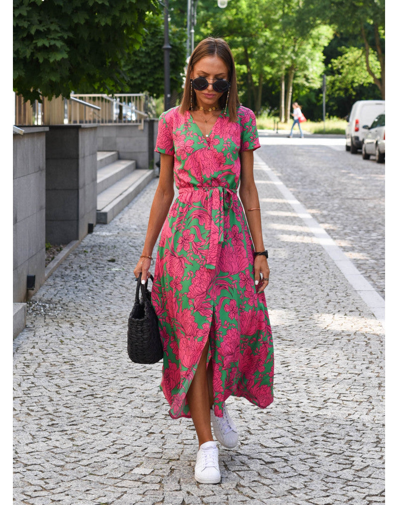Mia - Langes Sommerkleid Mit V-Ausschnitt