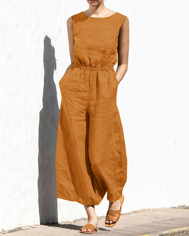 Lorena - Leichter Damen-Sommerjumpsuit ohne Ärmel