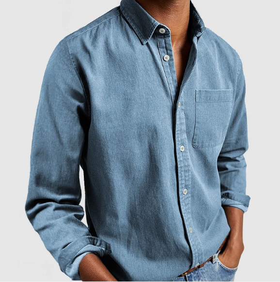 Evander - Herren Freizeit-Jeanshemd, Weiche Baumwollmischung