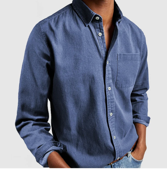 Evander - Herren Freizeit-Jeanshemd, Weiche Baumwollmischung