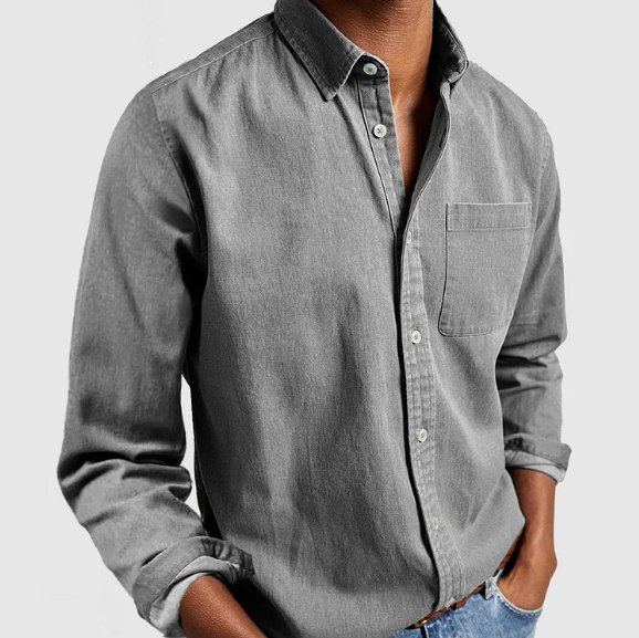 Evander - Herren Freizeit-Jeanshemd, Weiche Baumwollmischung