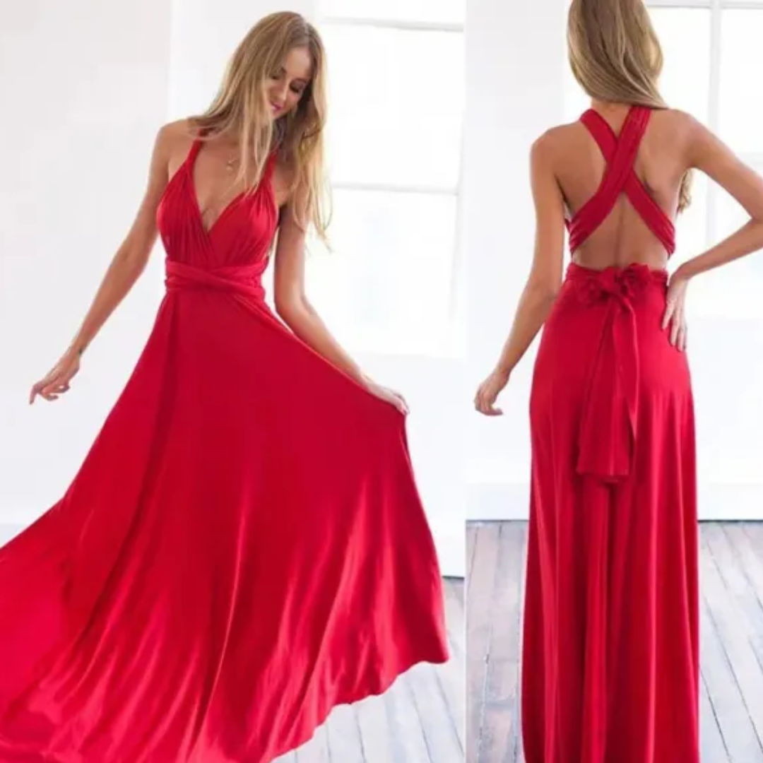 Lyla – Langes sexy Kleid mit V-Ausschnitt