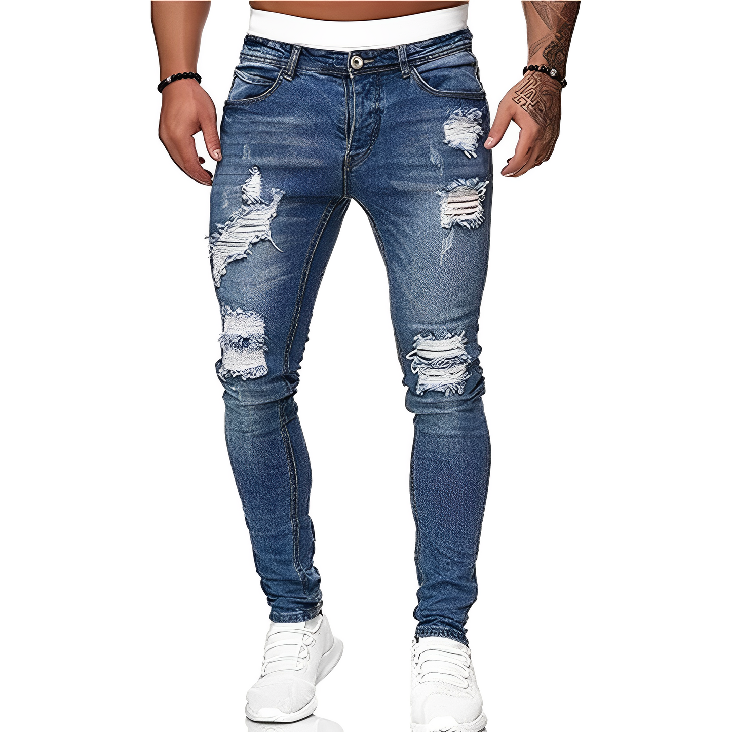 Claud - Herren-Slim-Fit-Jeans mit Löchern