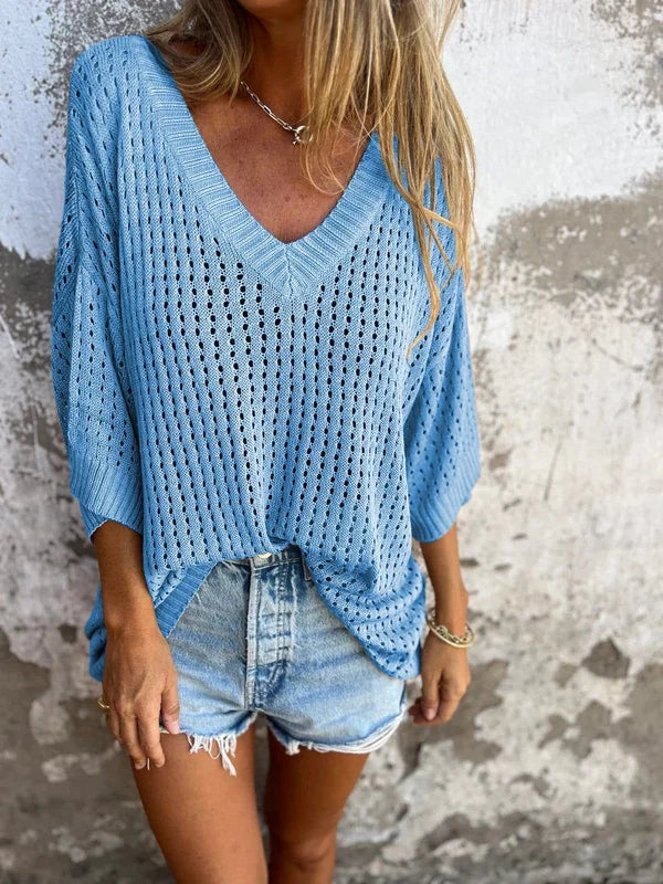 Camille - Damenoberteil mit V-Ausschnitt und Cut-Outs