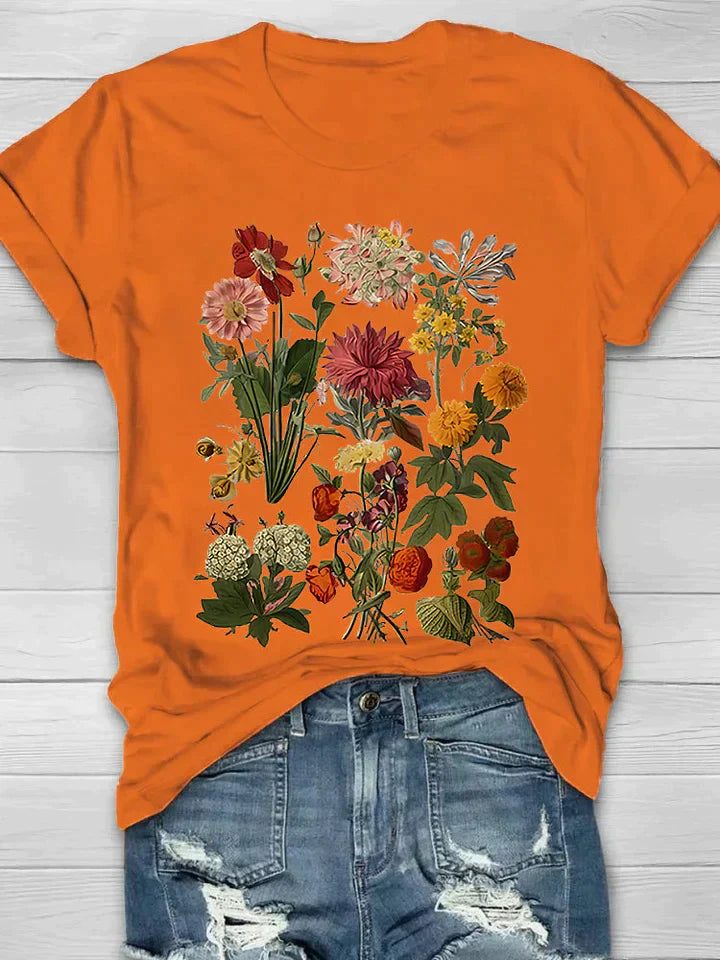 Liv - Damen T-Shirt mit Retro-Blumenmuster