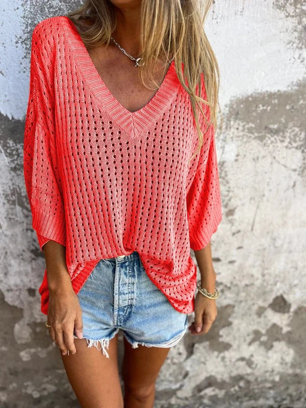 Camille - Damenoberteil mit V-Ausschnitt und Cut-Outs