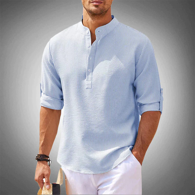 Michael - Herren Freizeit Henley Shirt Leicht & Luftdurchlässig