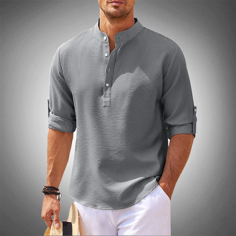 Michael - Herren Freizeit Henley Shirt Leicht & Luftdurchlässig