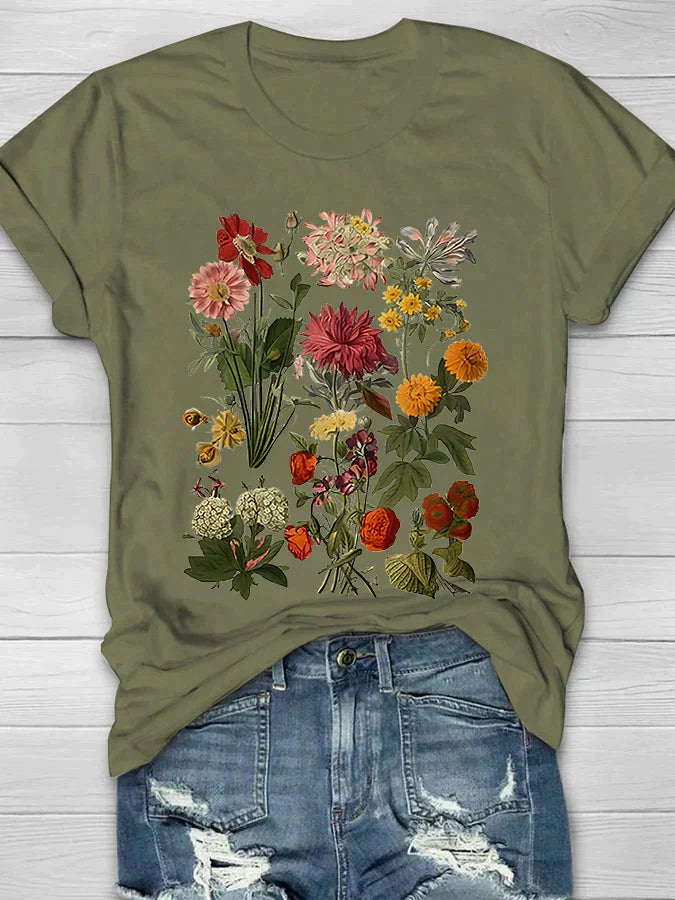 Liv - Damen T-Shirt mit Retro-Blumenmuster
