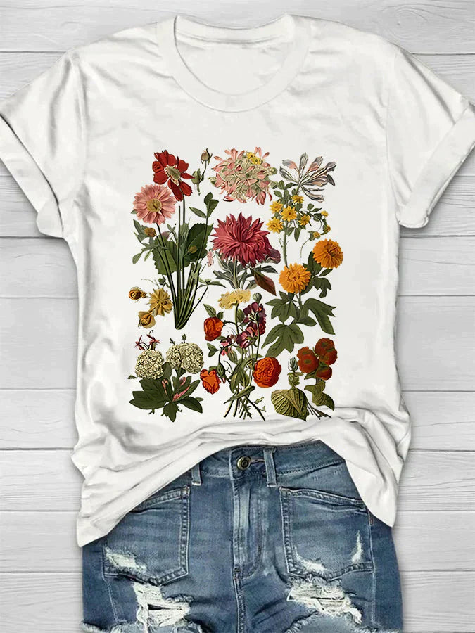 Liv - Damen T-Shirt mit Retro-Blumenmuster