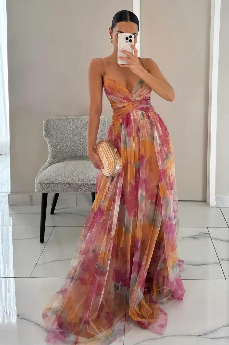 Brienne - Damen-Maxikleid, Elegant & Geschichtet