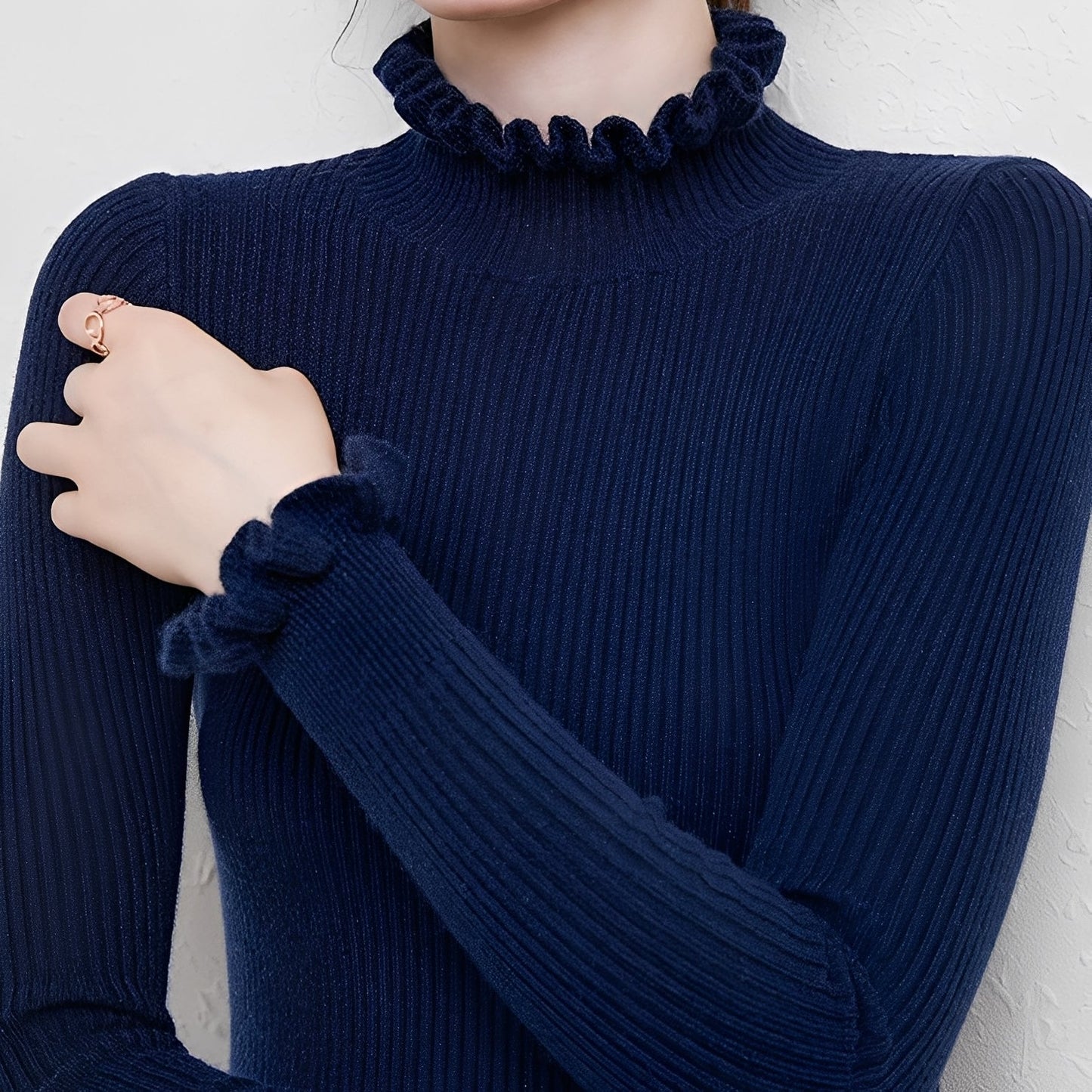 Elaine - Bequemer Damenpullover mit hohem Kragen
