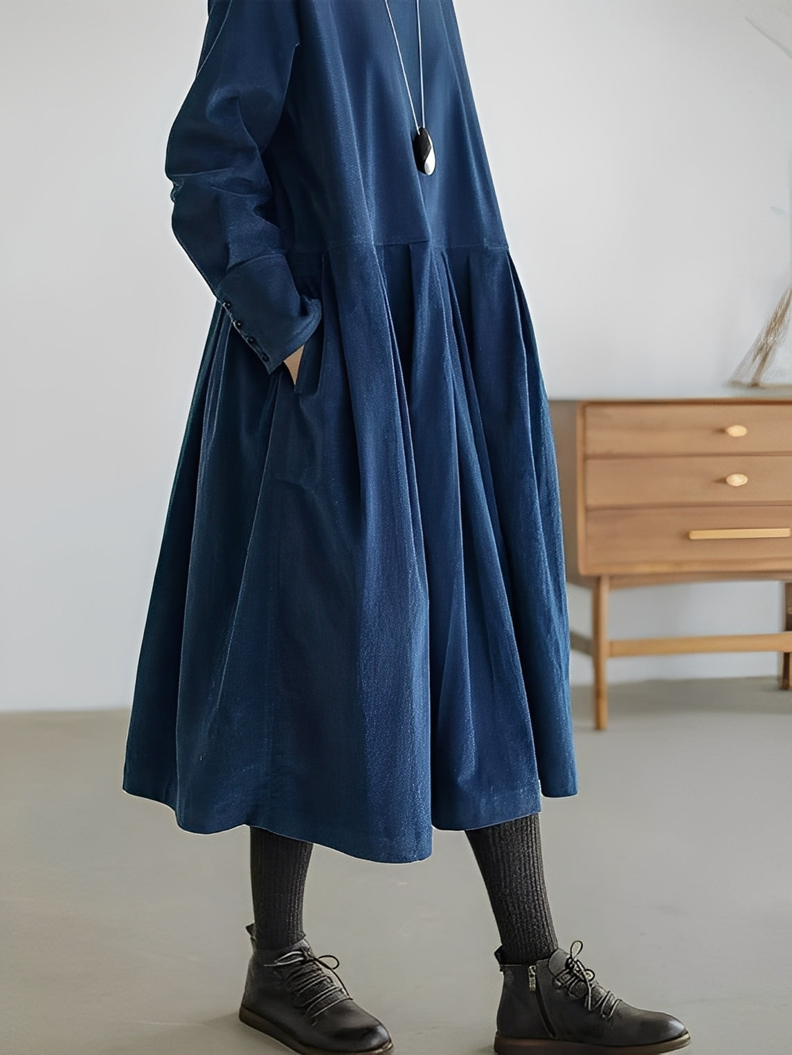 Shyanne - Bequemes, weit geschnittenes Cordkleid mit Taschen für Damen