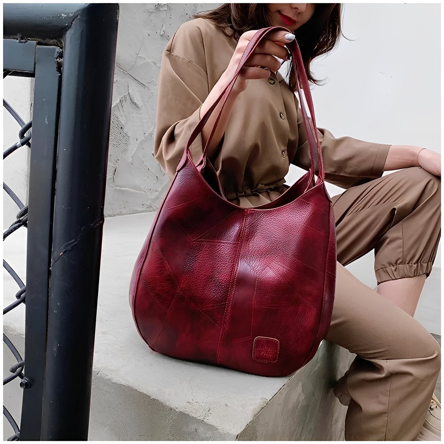 Charlotte - Set aus Vintage-Lederhandtaschen