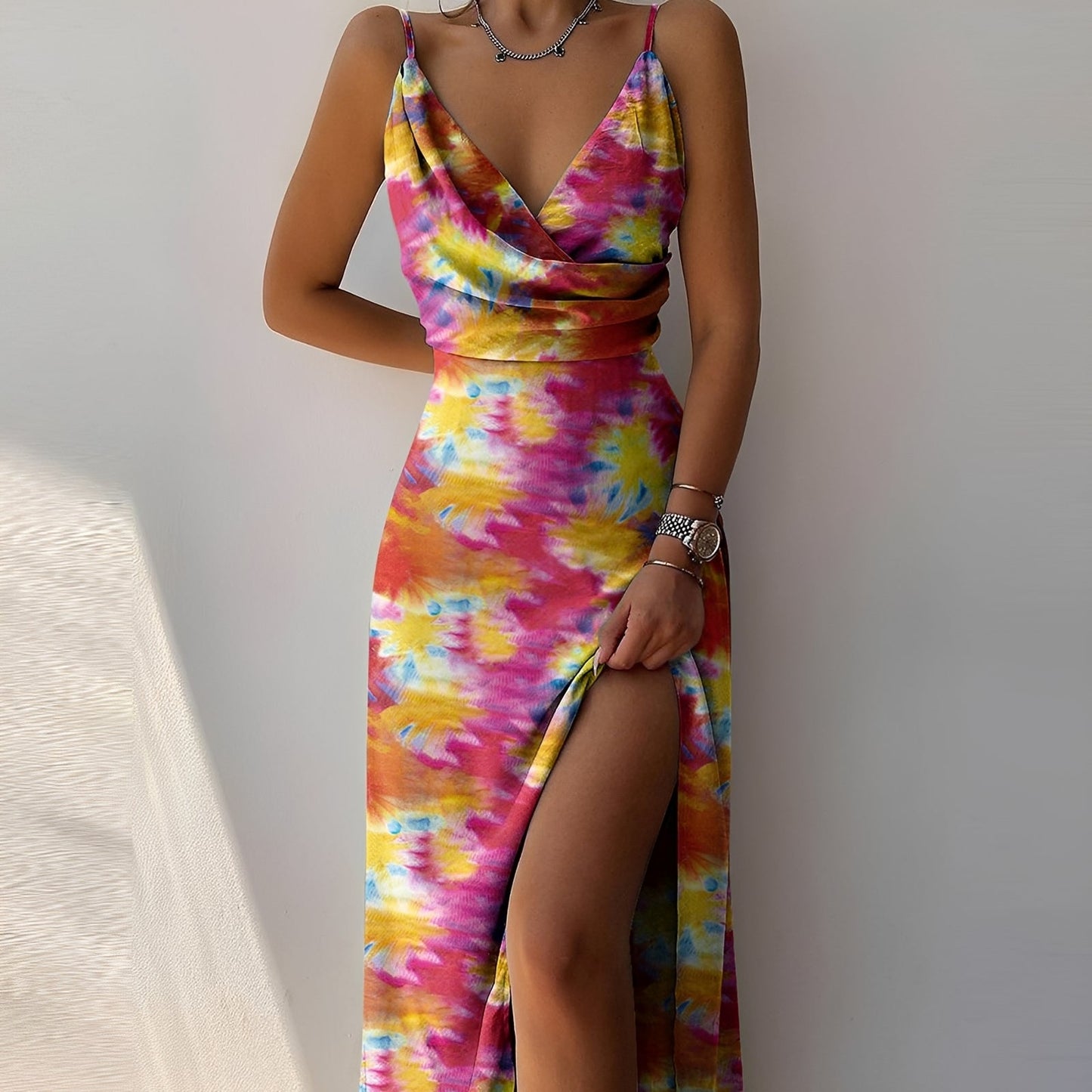 Angela - Elegantes Sling-Kleid mit Schlitz für Damen