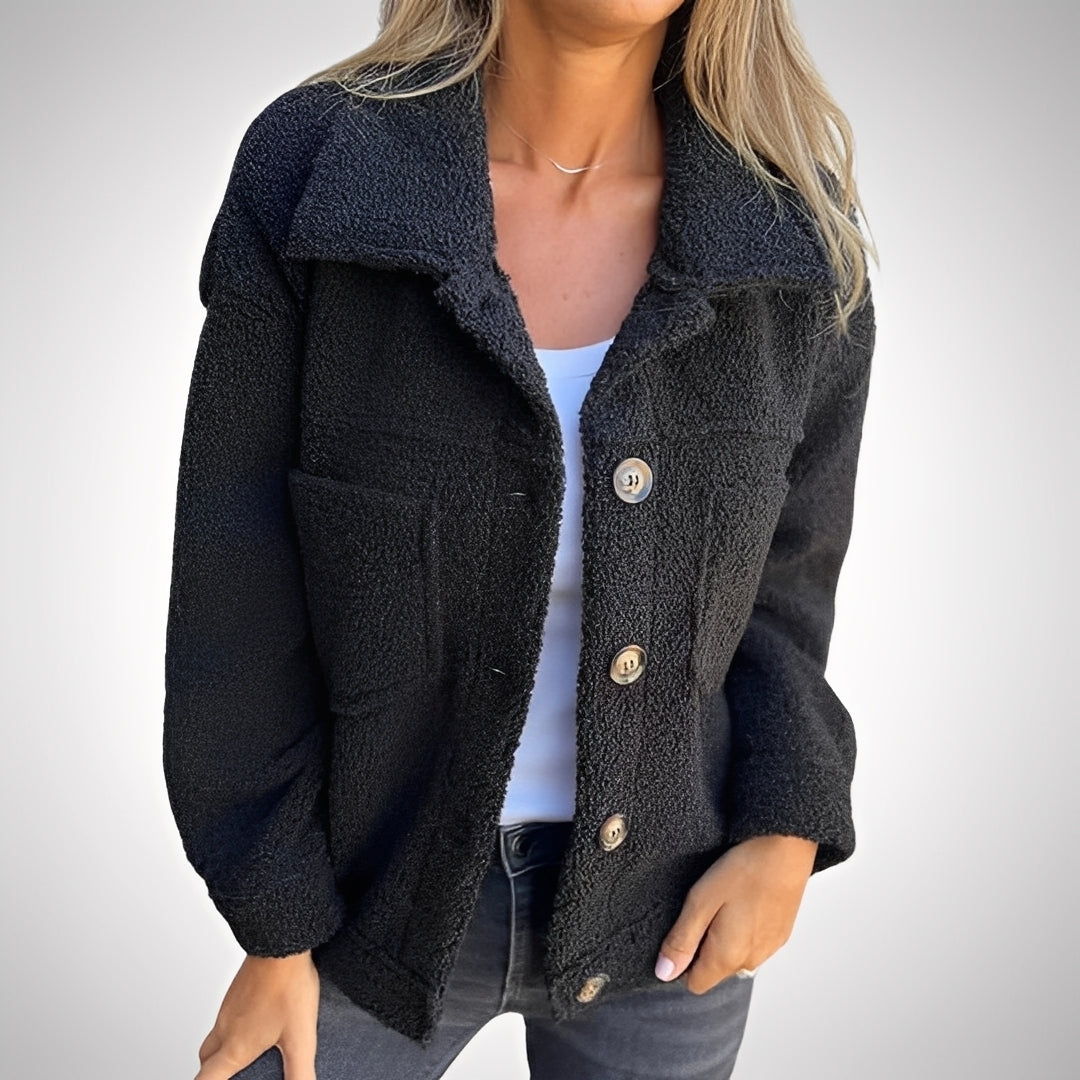 Sandra - Komfortable Sherpa-Jacke mit Reverskragen für Damen