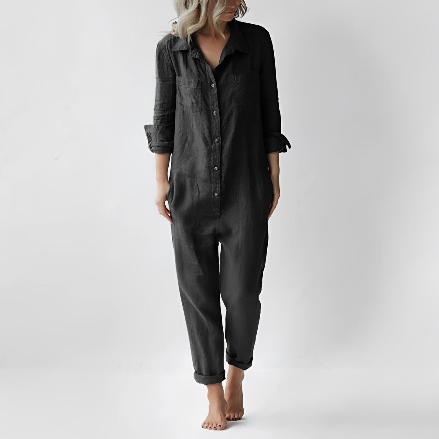 Jasmine - Bequemer Langarm-Jumpsuit mit Taschen für Damen