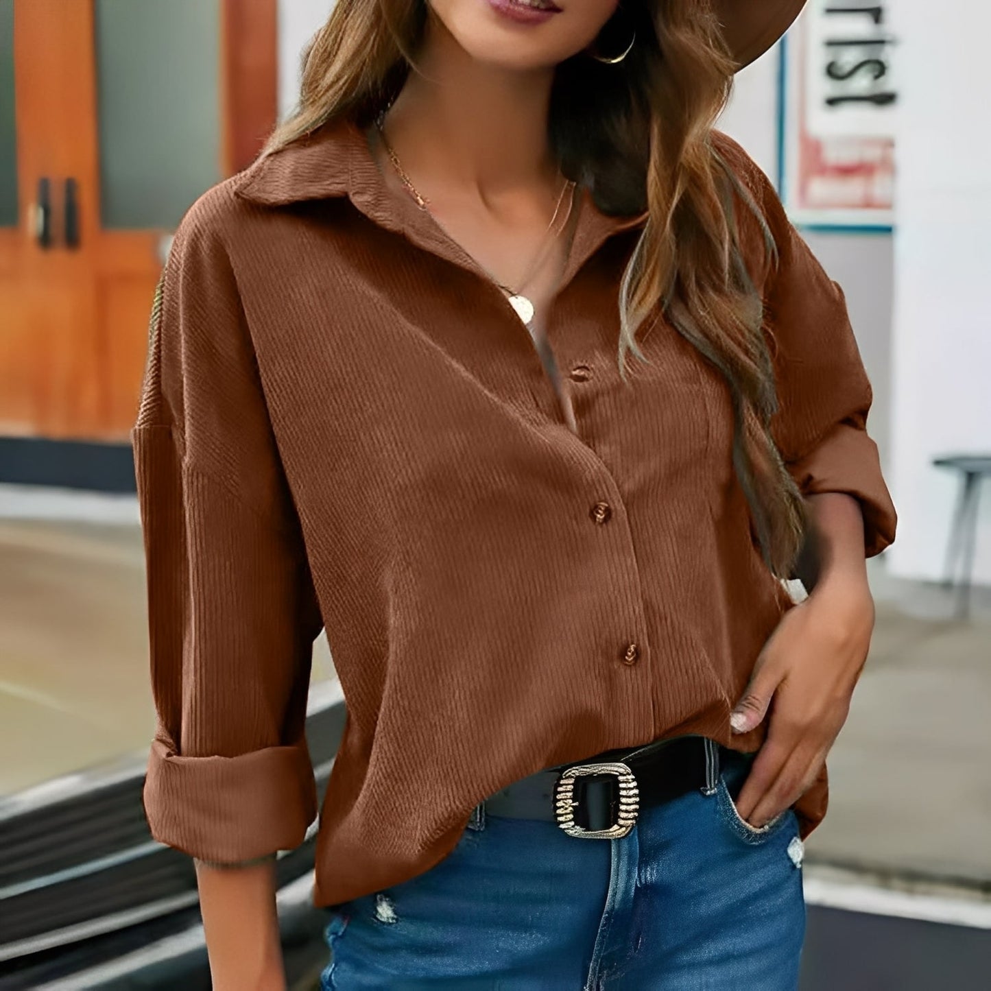 Everly - Lockere, bequeme Cordbluse für Frauen