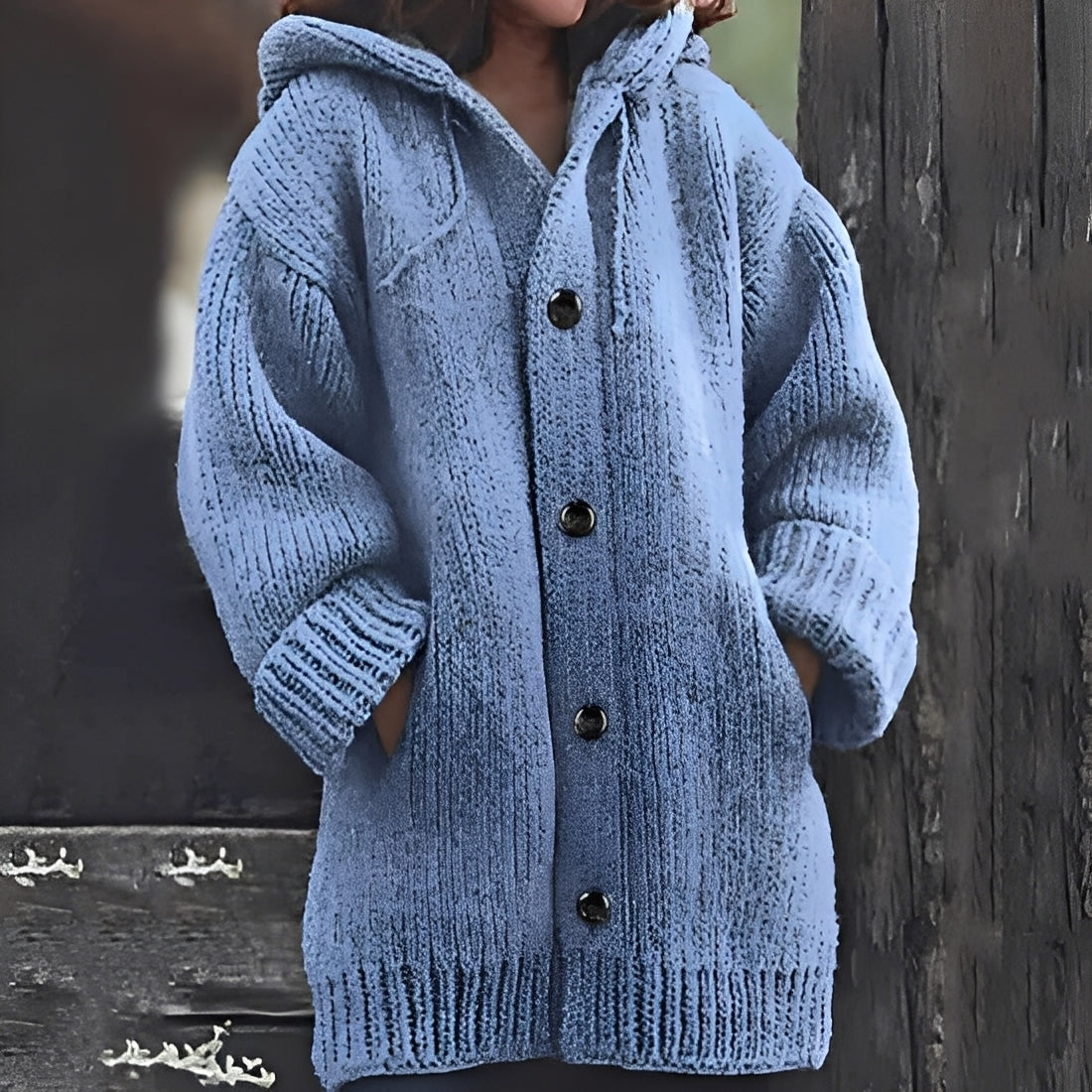 Jaqueline - Gemütliche Damen-Strickjacke mit Kapuze