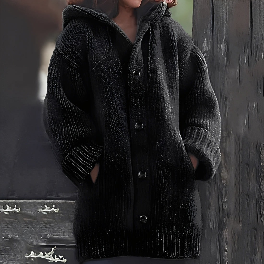 Jaqueline - Gemütliche Damen-Strickjacke mit Kapuze