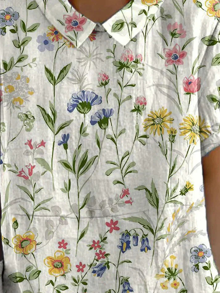 Teresa - Lockeres Leinenhemd mit Blumenprint