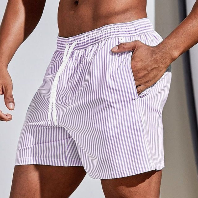 Albi - Herren Schnell Trocknende Badeshorts Gestreifte Boardshorts
