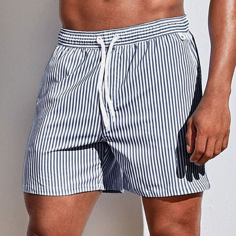 Albi - Herren Schnell Trocknende Badeshorts Gestreifte Boardshorts