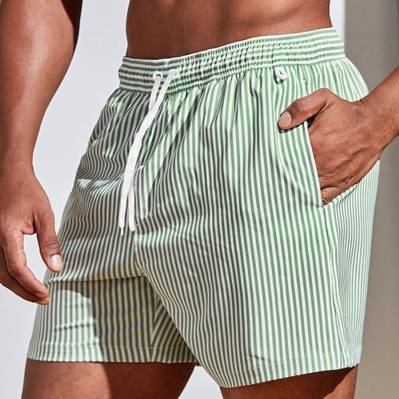 Albi - Herren Schnell Trocknende Badeshorts Gestreifte Boardshorts