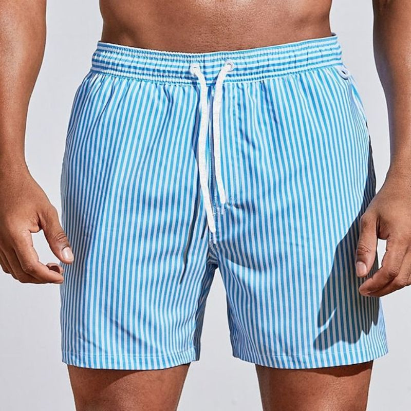 Albi - Herren Schnell Trocknende Badeshorts Gestreifte Boardshorts
