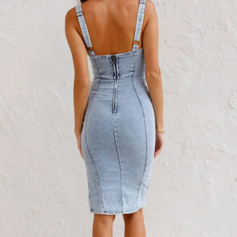 Elsewith - Sommer Jeans-Kleid Verstellbar