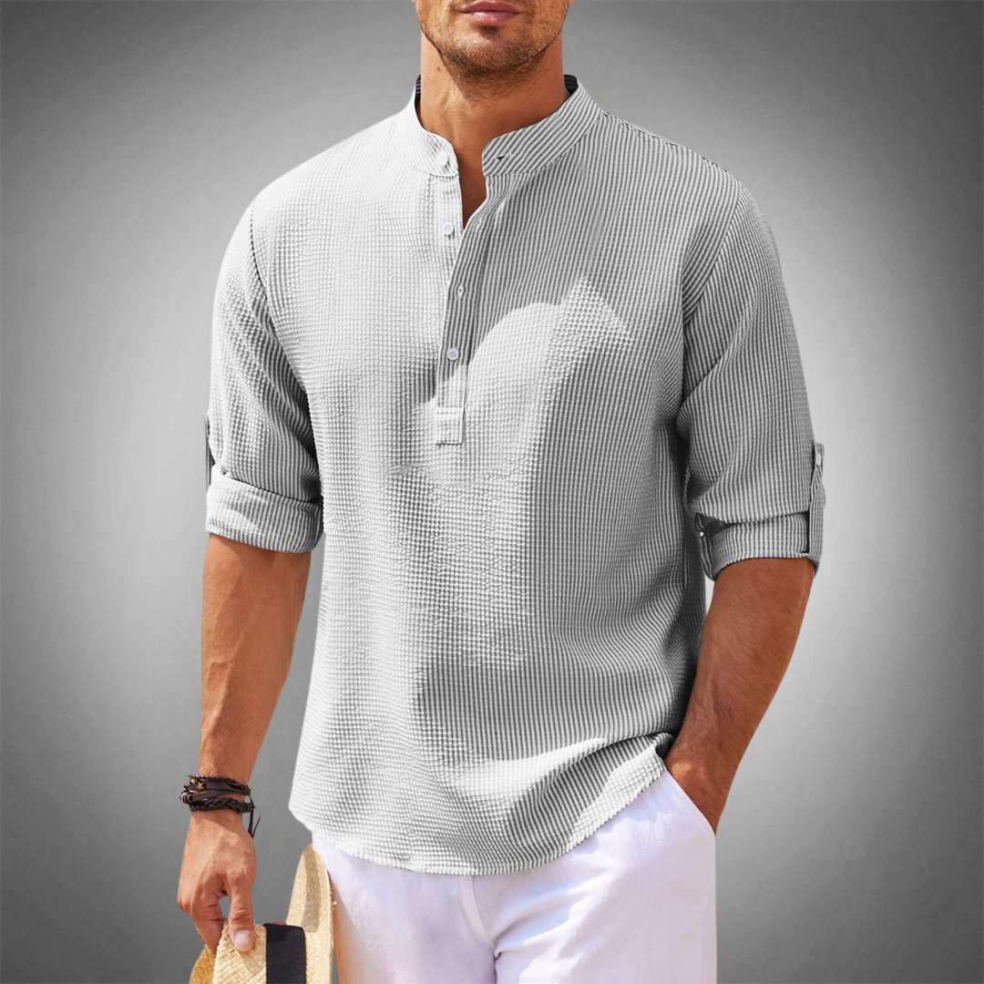 Michael - Herren Freizeit Henley Shirt Leicht & Luftdurchlässig