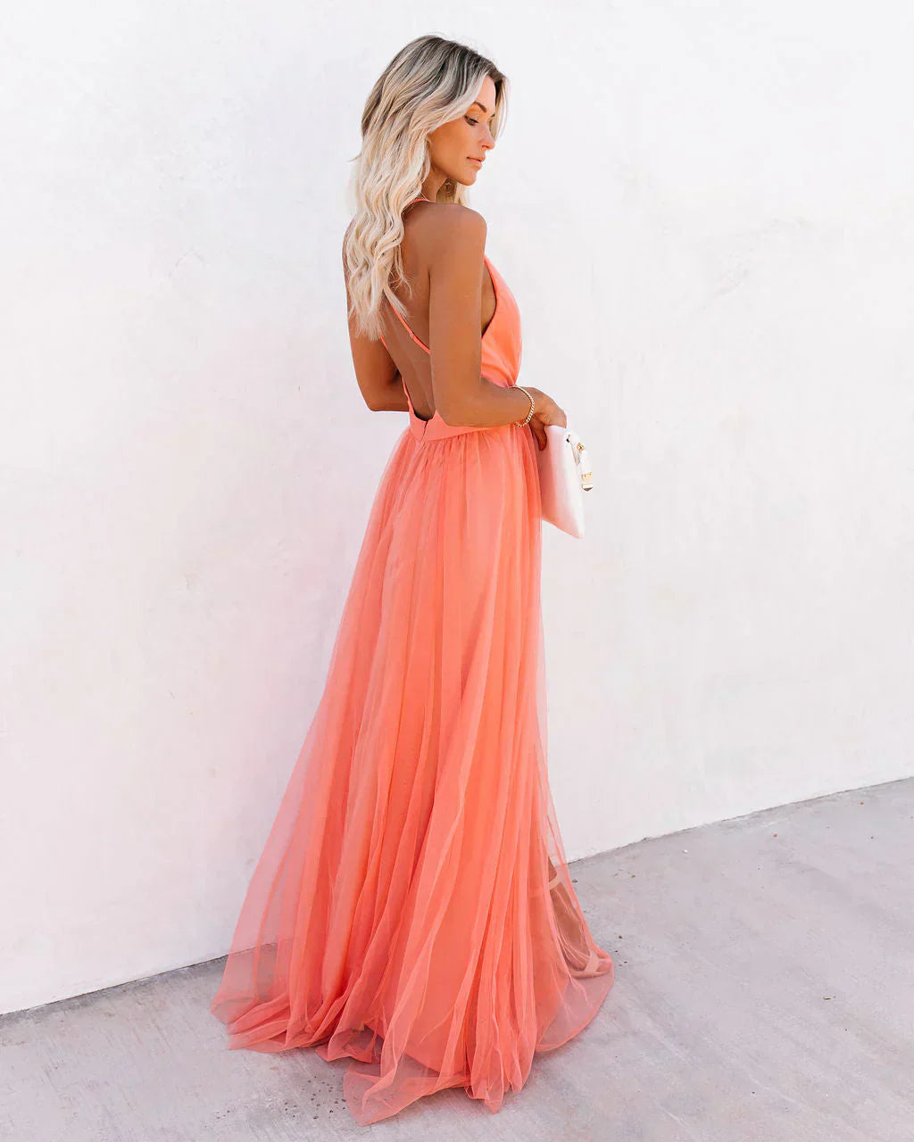 Jasmine - Schickes oranges Kleid mit Trägern für Damen
