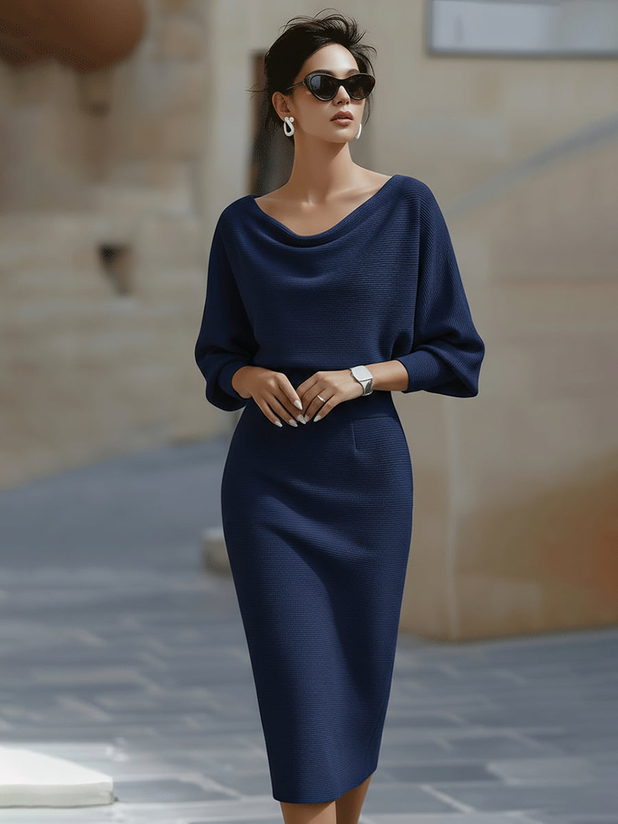 Wendy - Sophisticated Midi-Robe mit Drapékragen