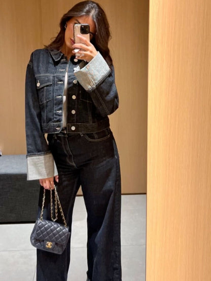 Clara – Denim-Set mit Truckerjacke & Hoch Taillierte Jeans