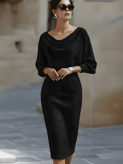 Wendy - Sophisticated Midi-Robe mit Drapékragen