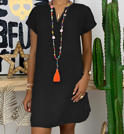 Ellia - Bequemes Sommerkleid mit kurzen Ärmeln für Damen