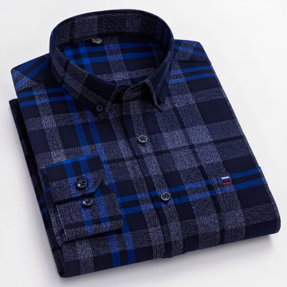 Nikolas - Chemise légère pour homme en tissu de coton à carreaux