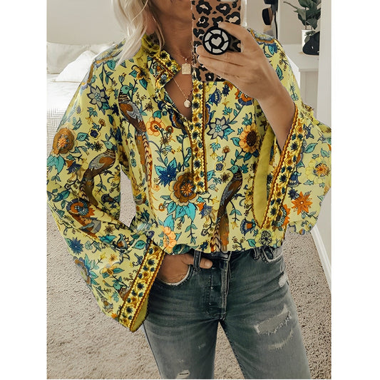 Calla - Boho-Bluse mit Blumenmuster für Damen