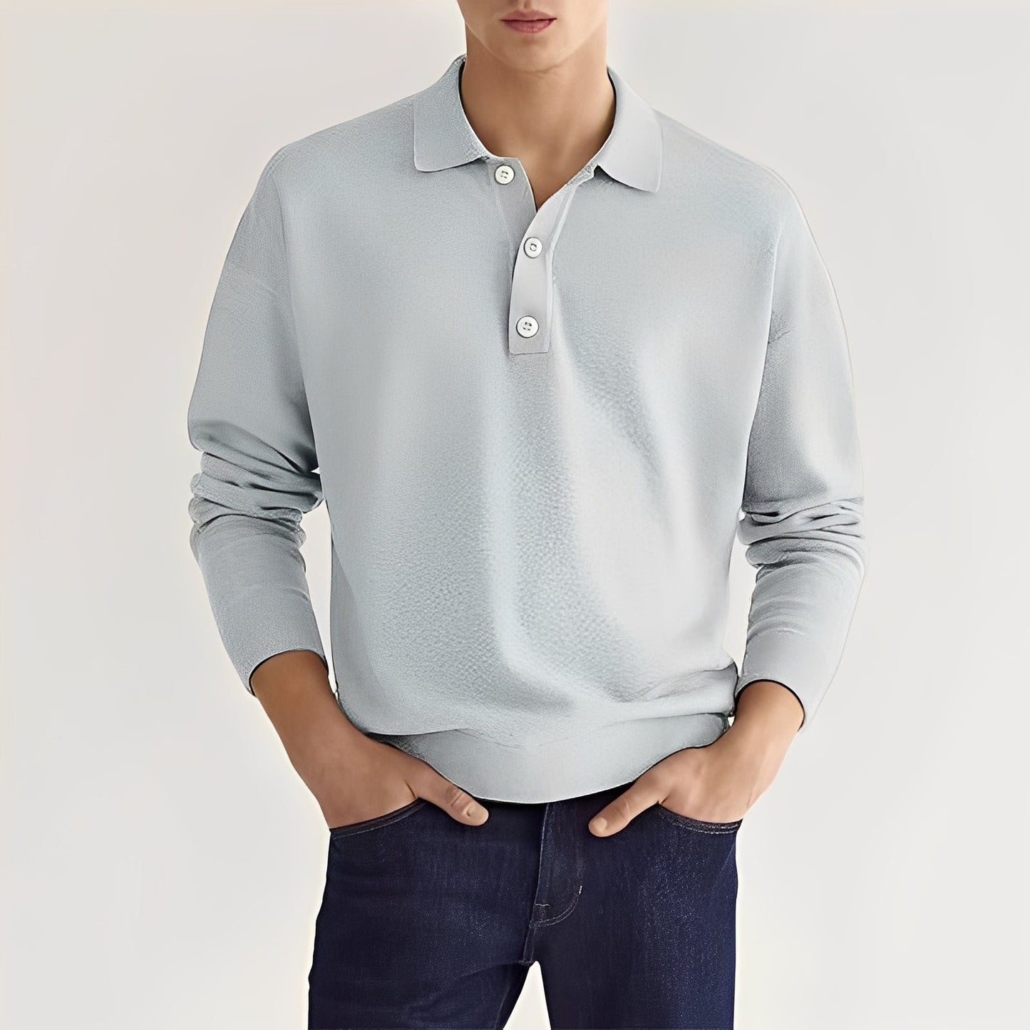 Carlton - Polo à manches longues simple pour hommes