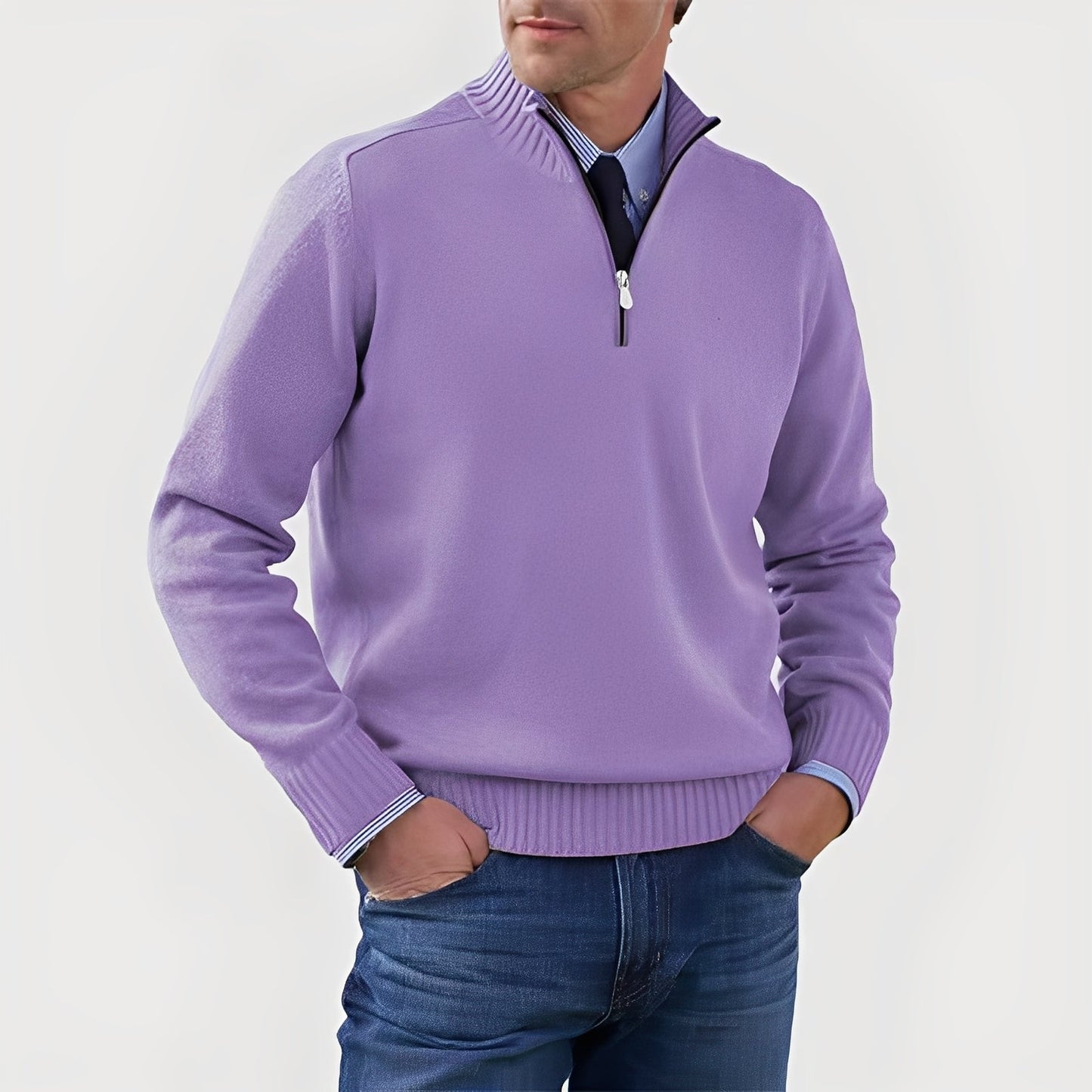 Nolan - Comfortable Men's Knit Sweater with Zipper