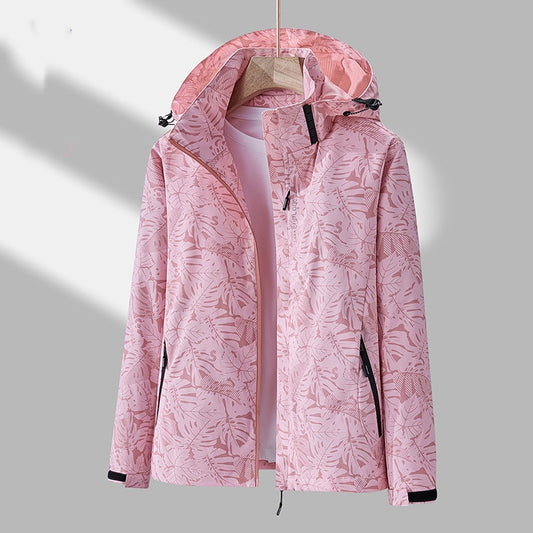Emmaline - Modische bedruckte Outdoor-Jacke mit Kapuze für Damen