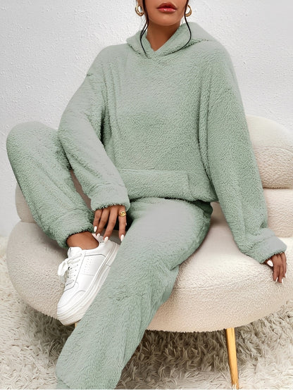 Hailie - Komfortowy, swobodny zestaw polarowy z kapturem dla kobiet